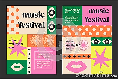 Abstract posters for art and music festivals. Vector Illustration